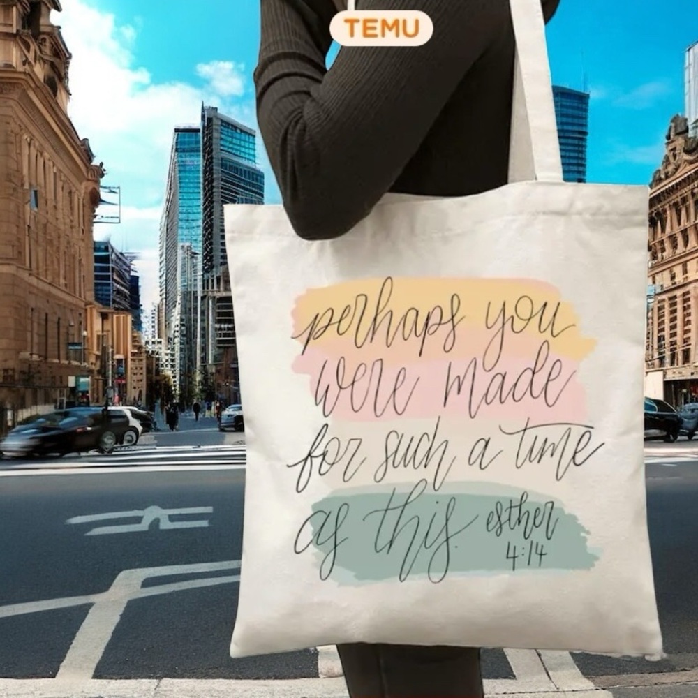 Inspirational Print Reusable Canvas Shopping Tote Beach Bag - Picture 6 of 10